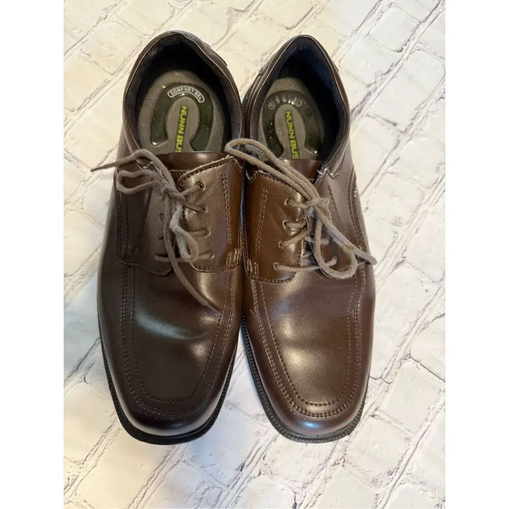 Nunn Bush Kore Oxford Dress Shoes Mens Size 9.5 Brown Leather Comfort Gel Loafer